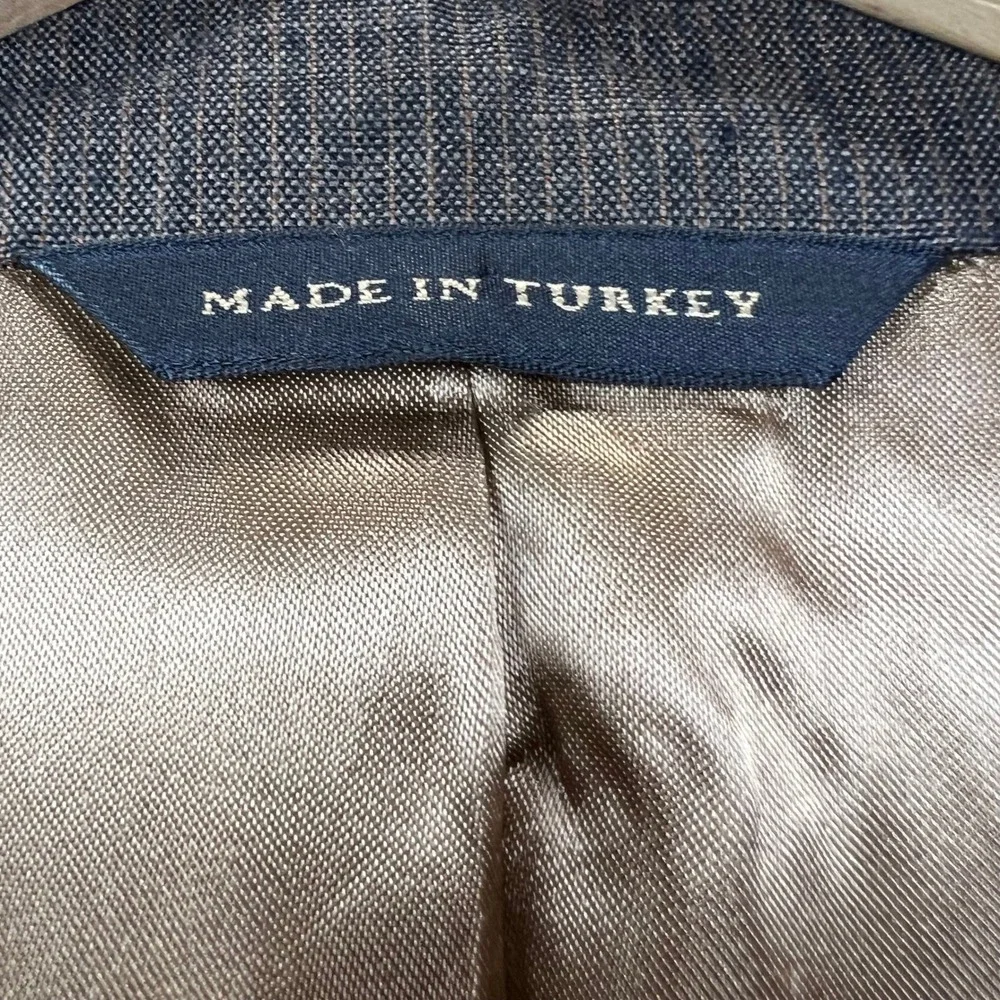 Banana Republic Sport Coat Mens 44R Brown Vintage 2006 Linen Windowpane Y2K Prep